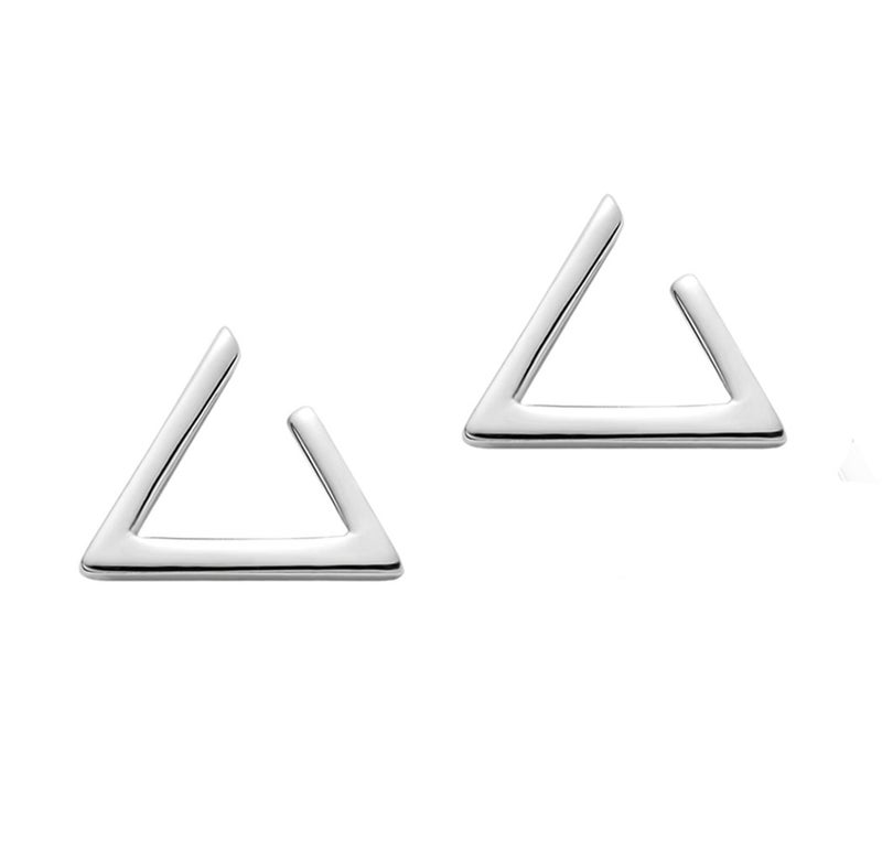Amkaka Minimalism Hollow Triangle Earrings Sterling Silver Stud Earrings Everyday Wear - Image 1